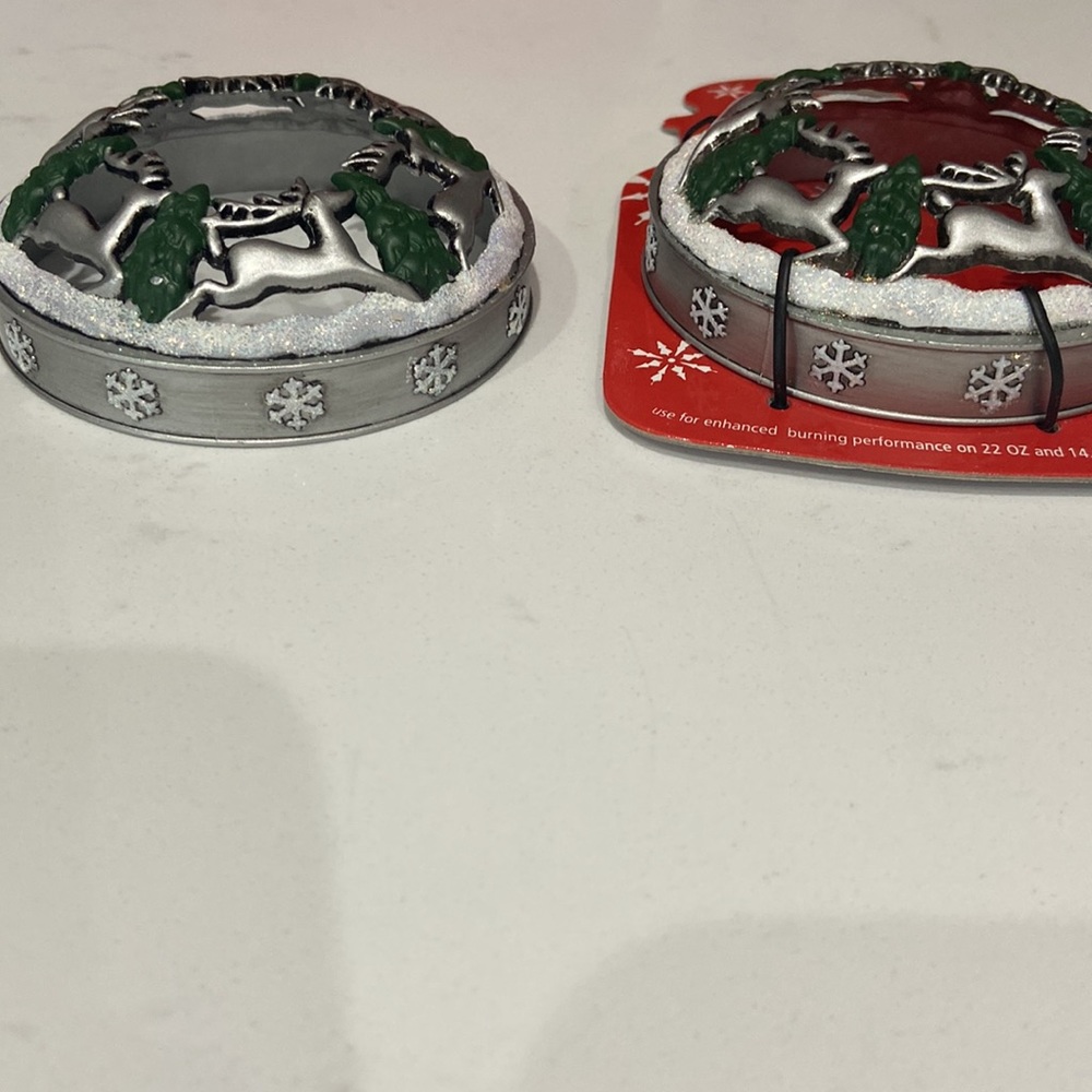 NEW Yankee Candle Christmas Winter Scene Design Illuma-Lid Jar Candle lid 2 lids - Picture 2 of 10